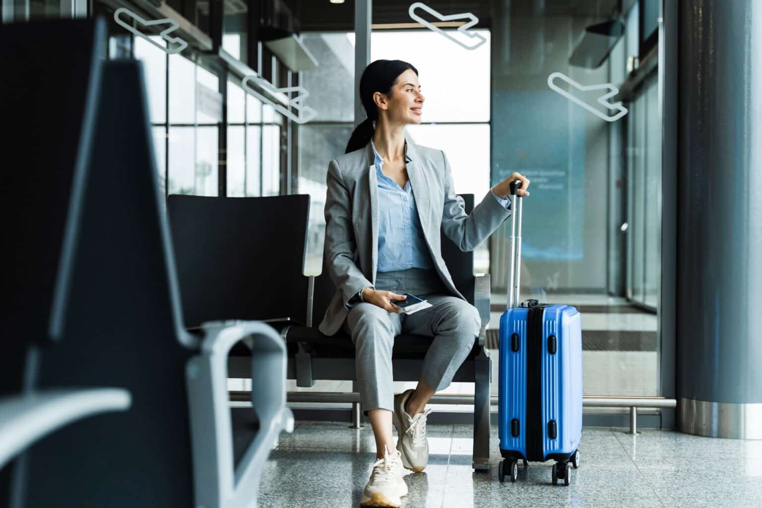 Offshore workers with their bags at the airport