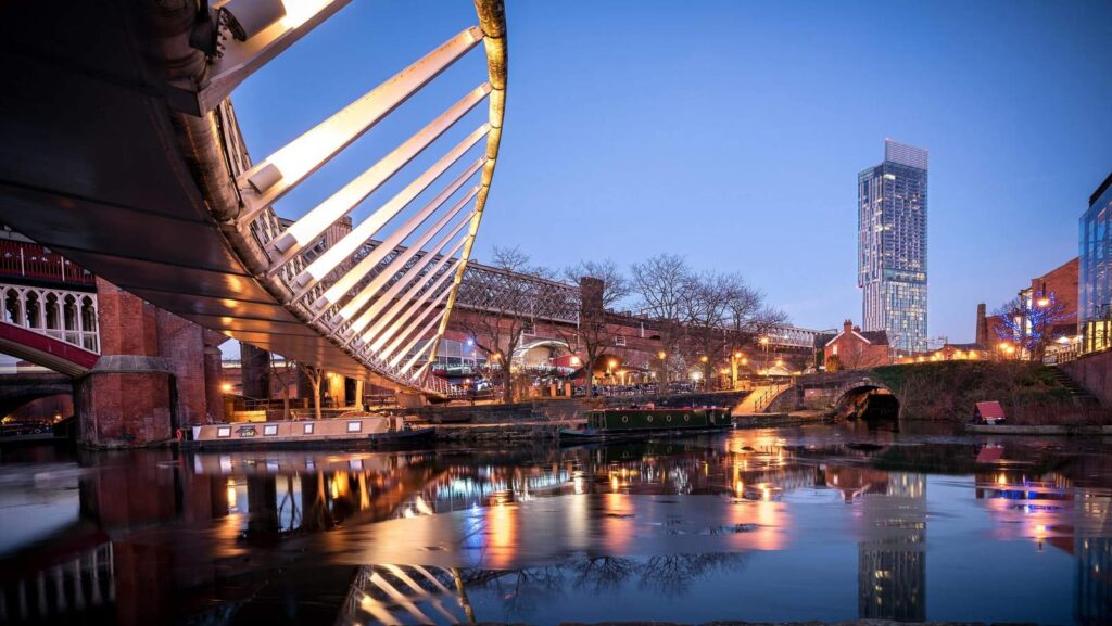 Castlefield in Manchester at dusk